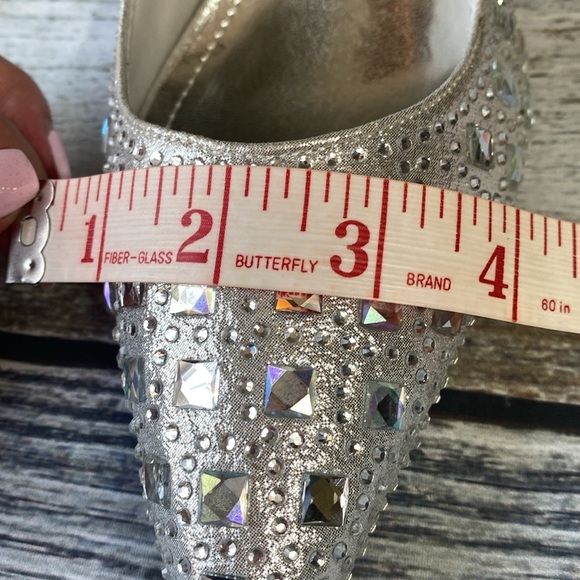 OMINE Women’s Pointed Toe Heels – Silver Rhinestone Embellished – Size 11 - Picture 10 of 11